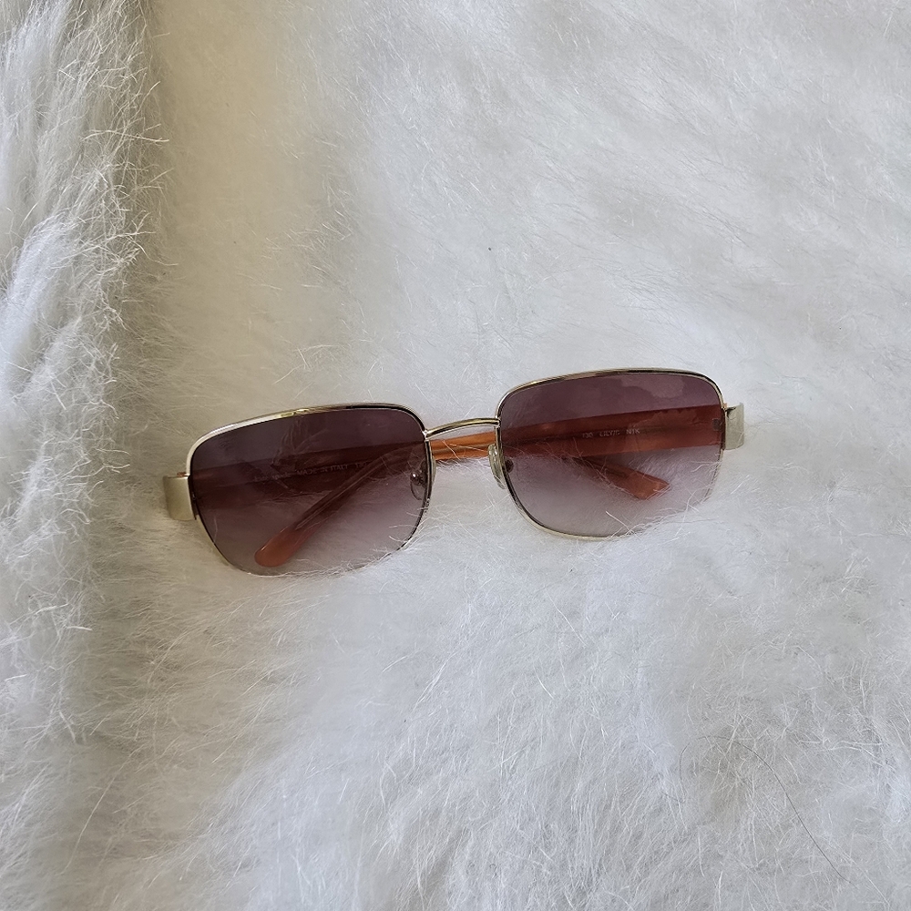 Kate Spade Rectangle Sunglasses Brown Orange Gold Made In Italy